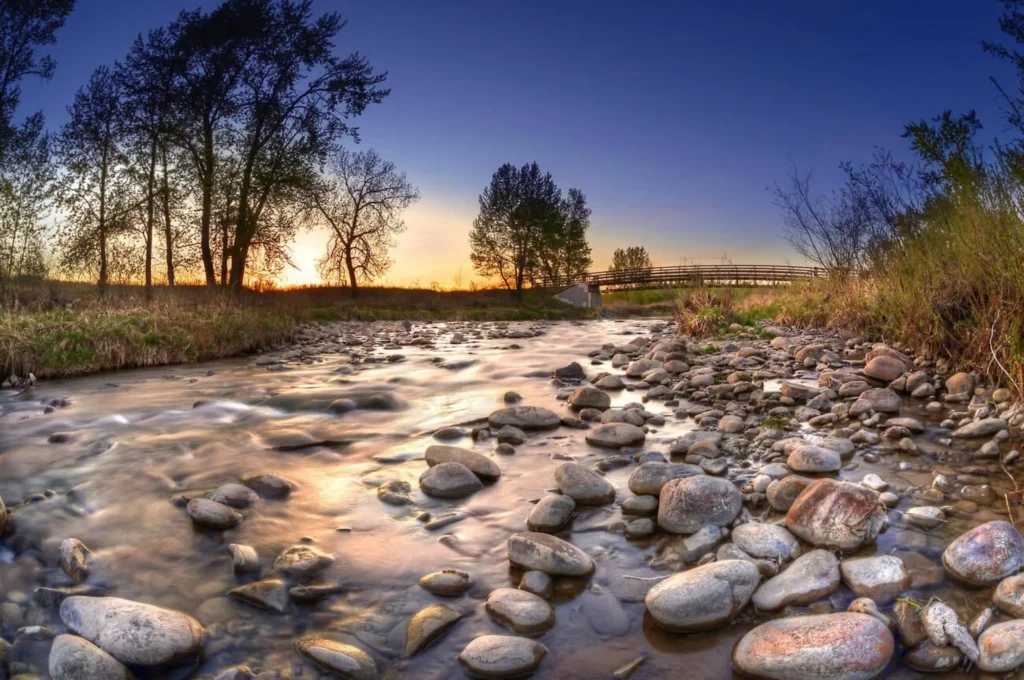 Sunset over Fish Creek Provincial Park in Calgary. 