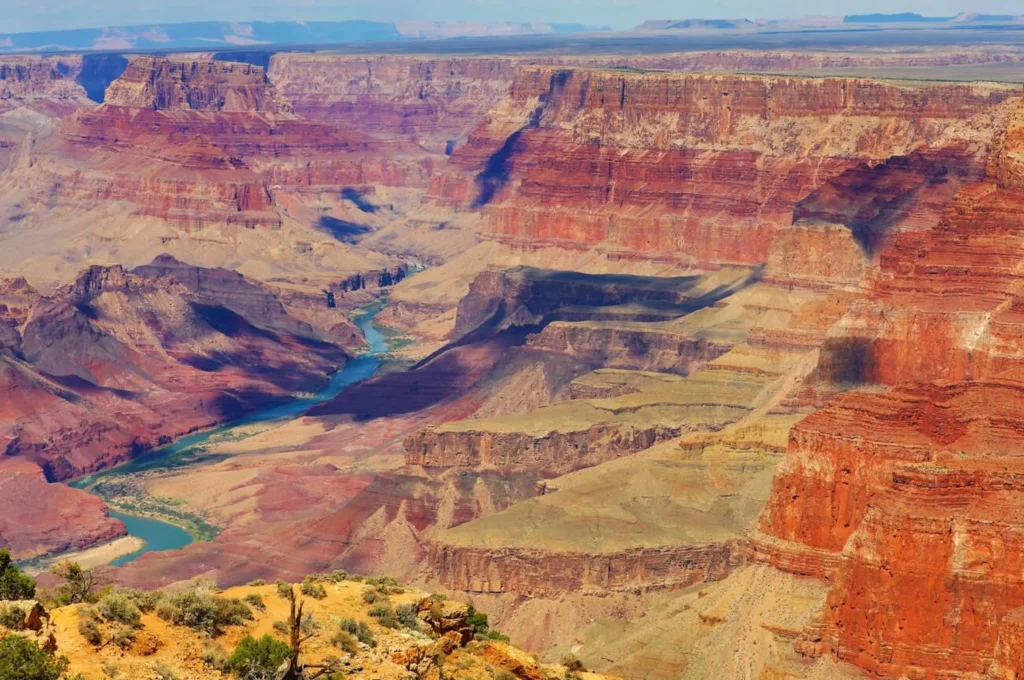 The Colorado River running through the Grand Canyon seen from the South Rim 