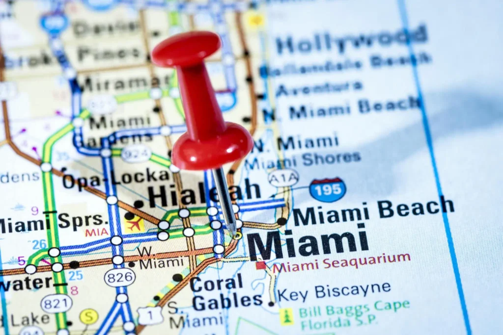 Map of Miami, Florida, united states