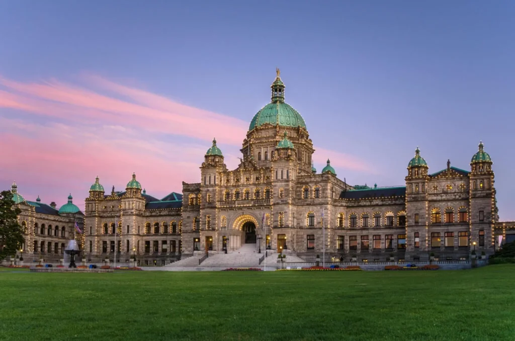 British Columbia Provincial Parliament at Sunset