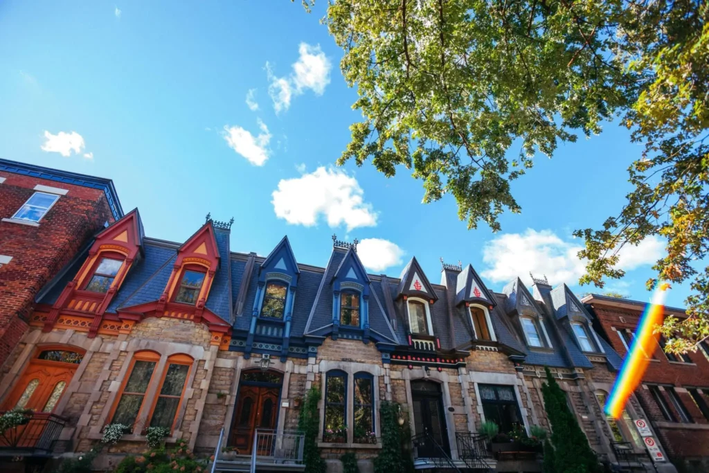 Old homes in Le Plateau district. Montreal, Canada