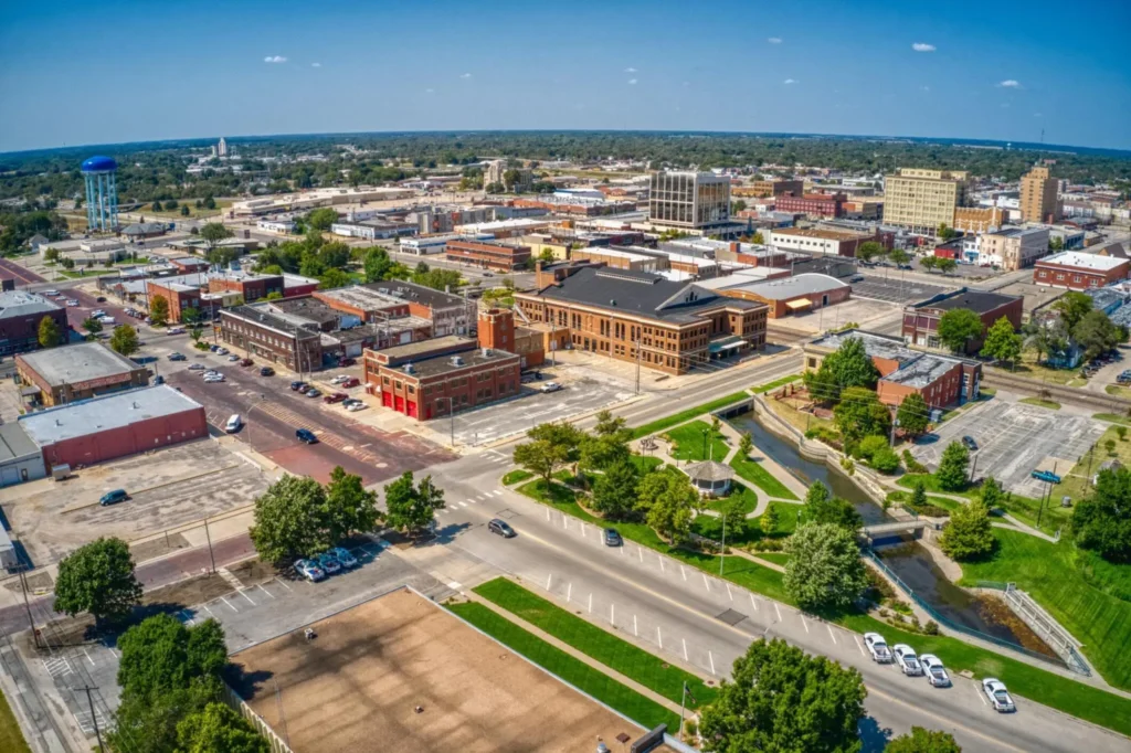 Aerial View of Downtown Hutchinson, Kansas