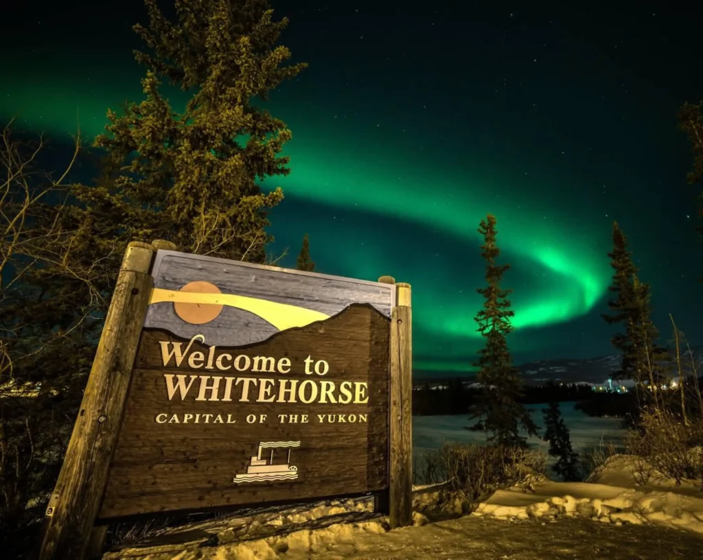 Northern lights display seen in northern Canada, Yukon Territory. 
