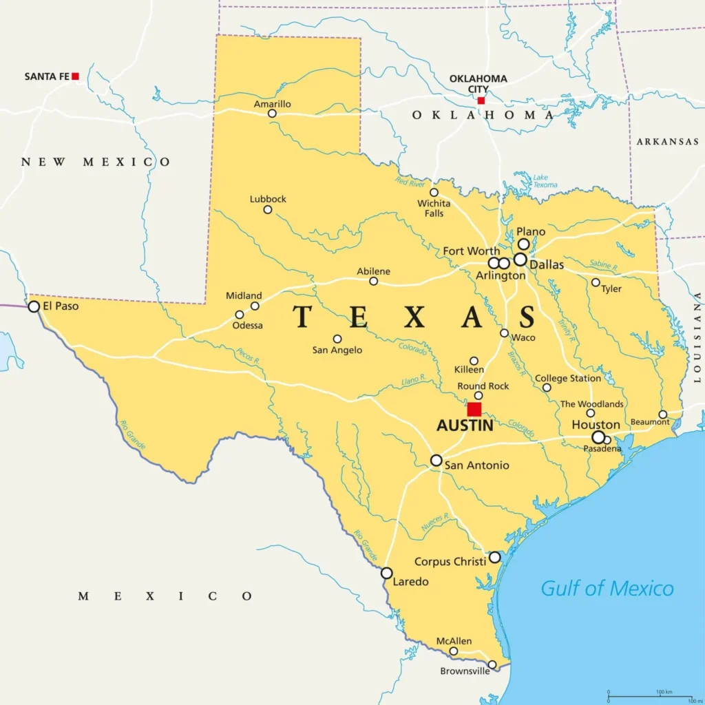 map of texas with all states 