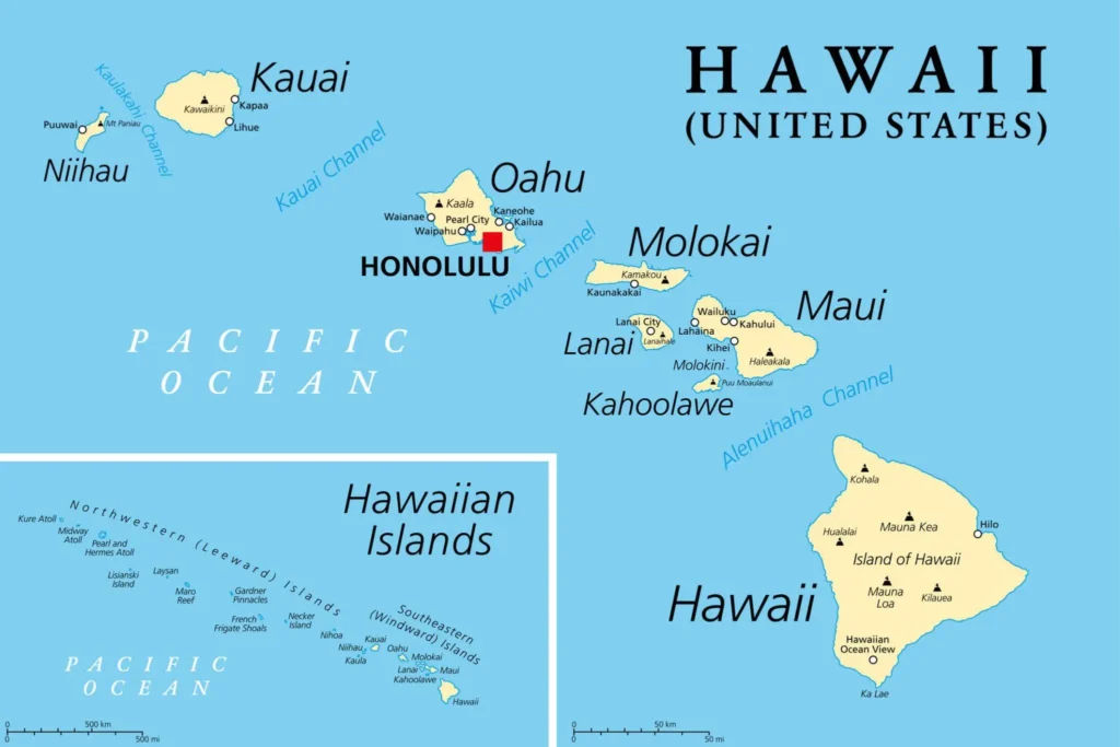 Map of Hawaii, united states