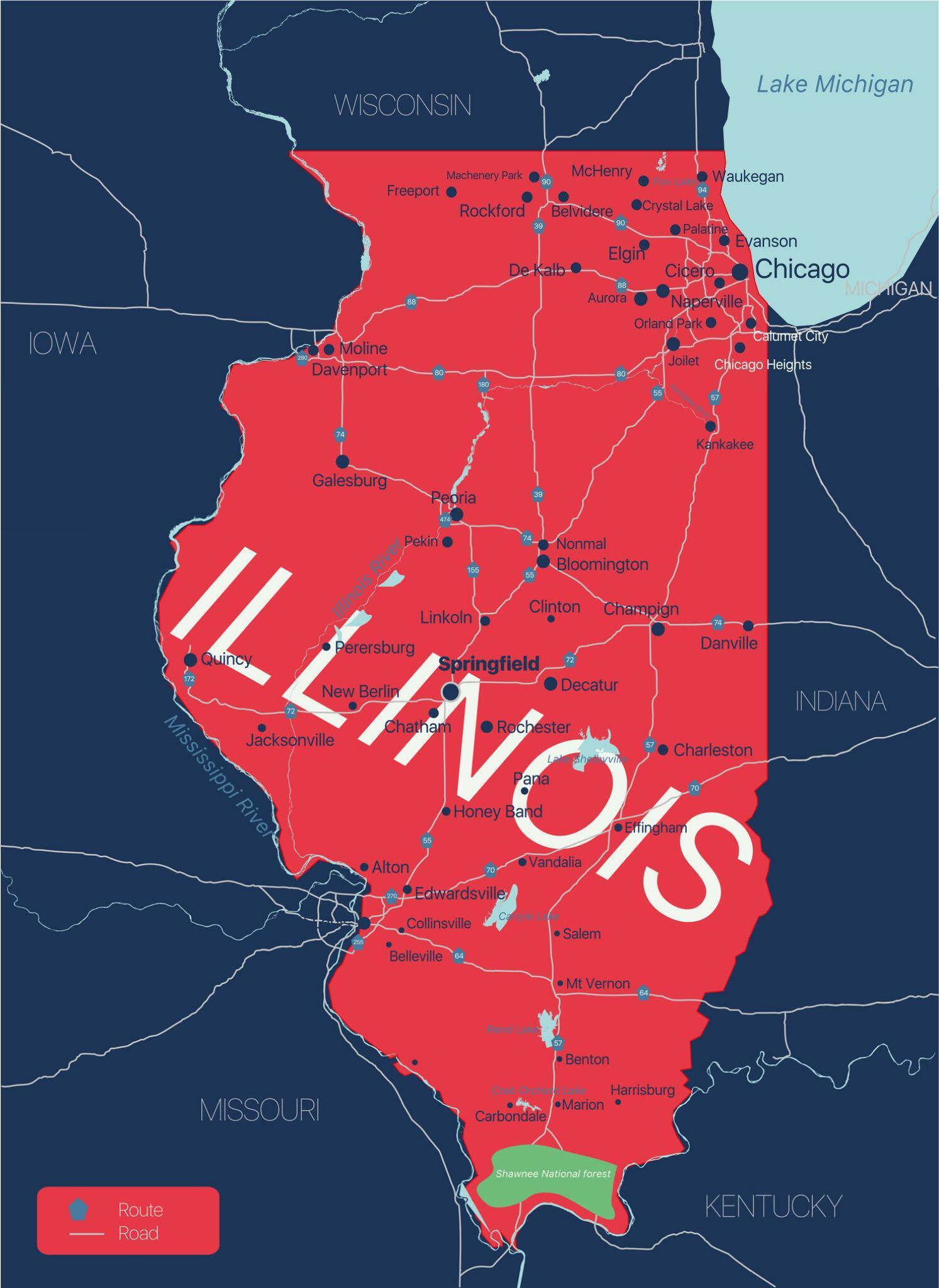 Map of Illinois, united states