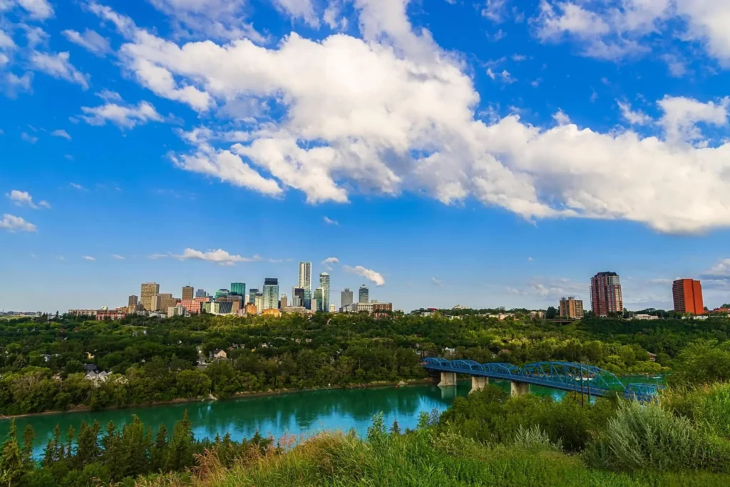 Blue Sky Over The Downtown Edmonton River Valley
