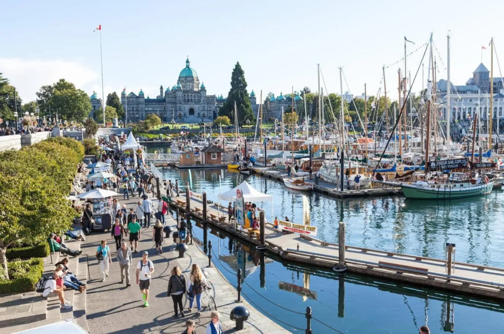 The inner harbour harbor Victoria boats boat capital of British Columbia BC Vancouver Island Canada North America