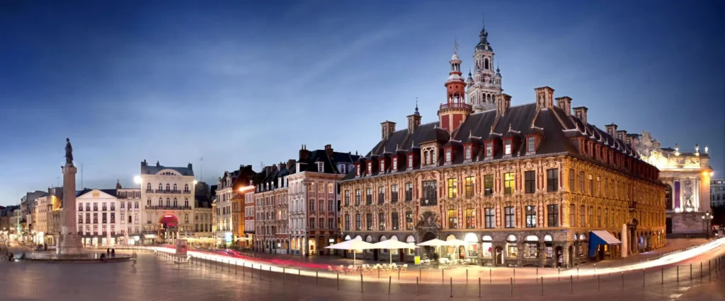 Belfry and building on main square of Lille - France