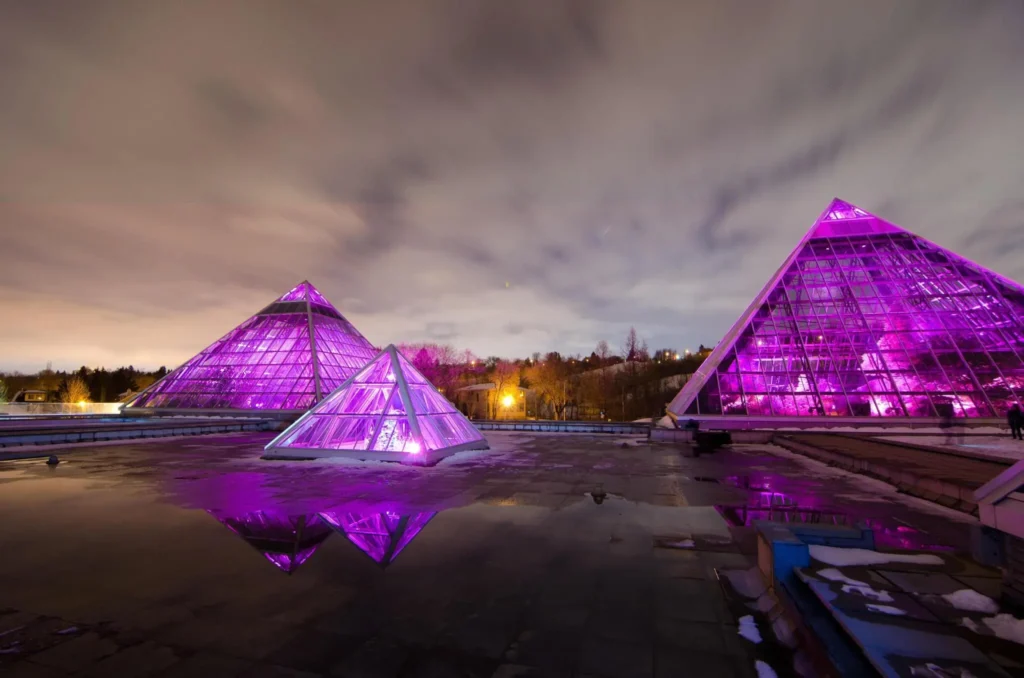 The Muttart conservatory located in Edmonton Alberta.