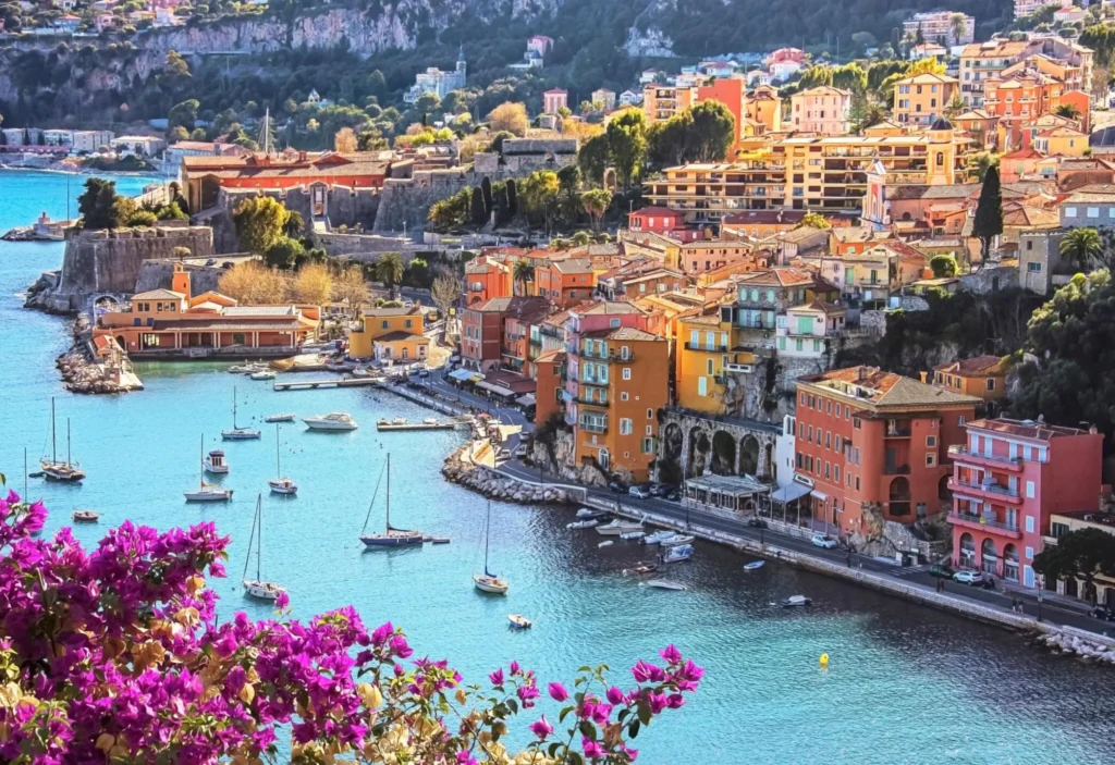 The Villefranche-sur-Mer town on the French Riviera, about 8 km east of Nice, France
