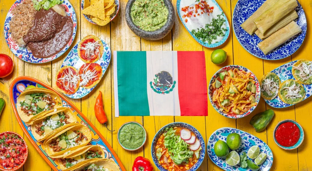 Mexican Food with its flag