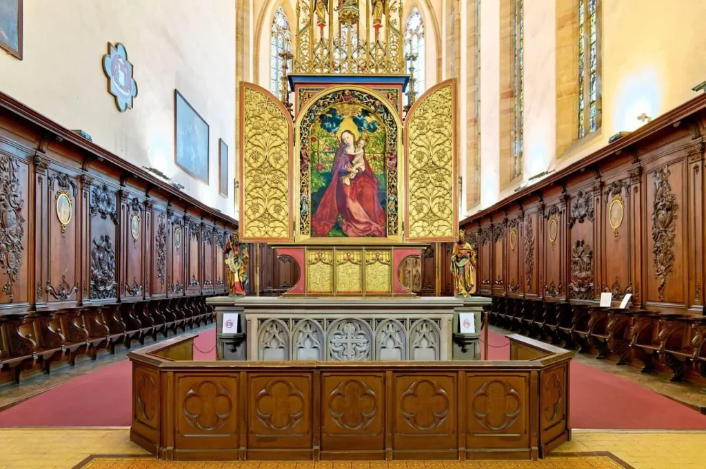 Colmar Alsace France. Alsace Wine Route. The Dominican church. The Madonna of the Rose Bower (or Garden)