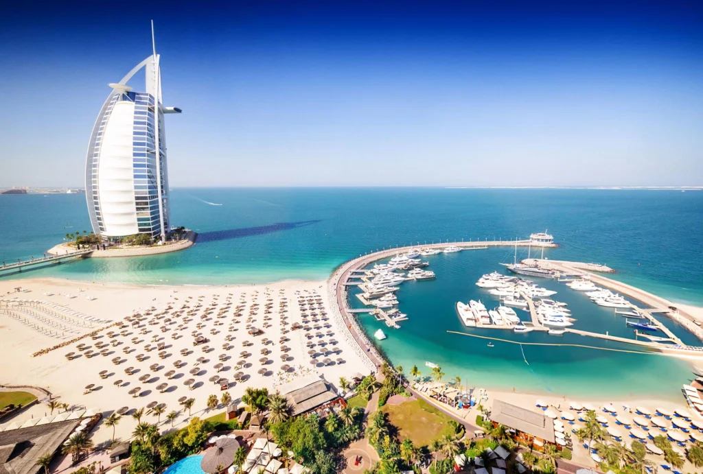 The Burj Al Arab Hotel, left side on the beach near Madinat Jumeriah Resort, Dubai